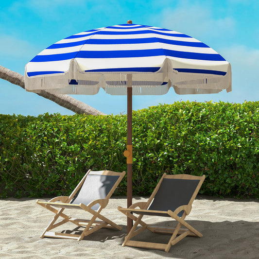Portable Outdoor Beach Umbrella Blue Strips
