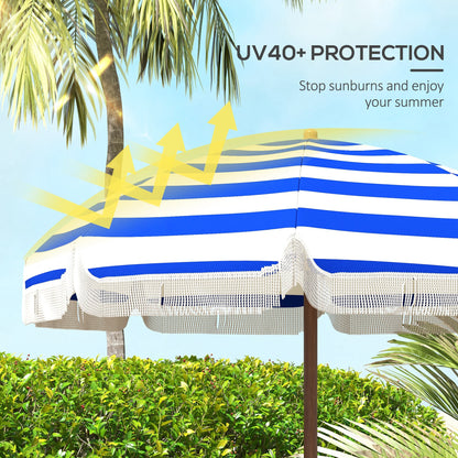 Portable Outdoor Beach Umbrella Blue Strips