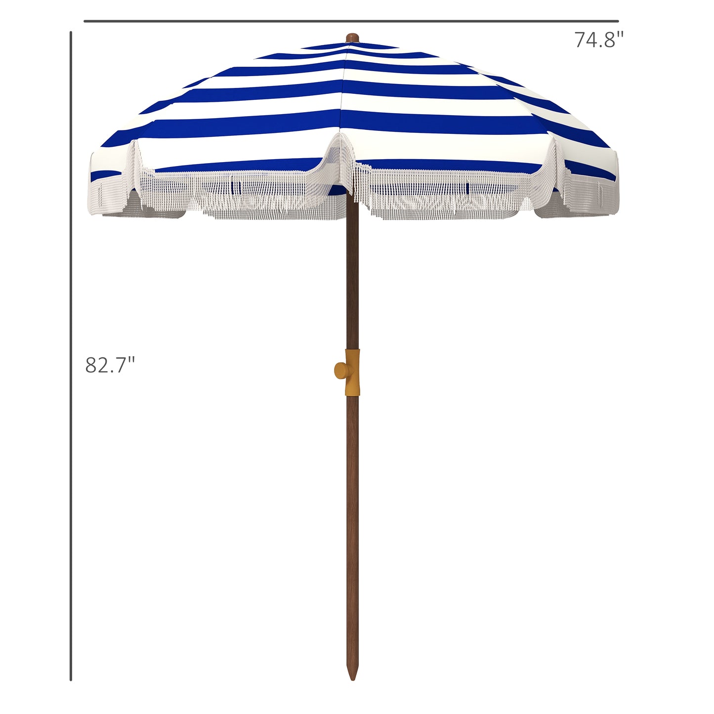 Portable Outdoor Beach Umbrella Blue Strips