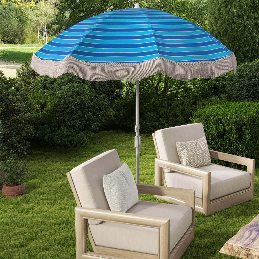 Tassel Beach Umbrella With Push Button Tilt