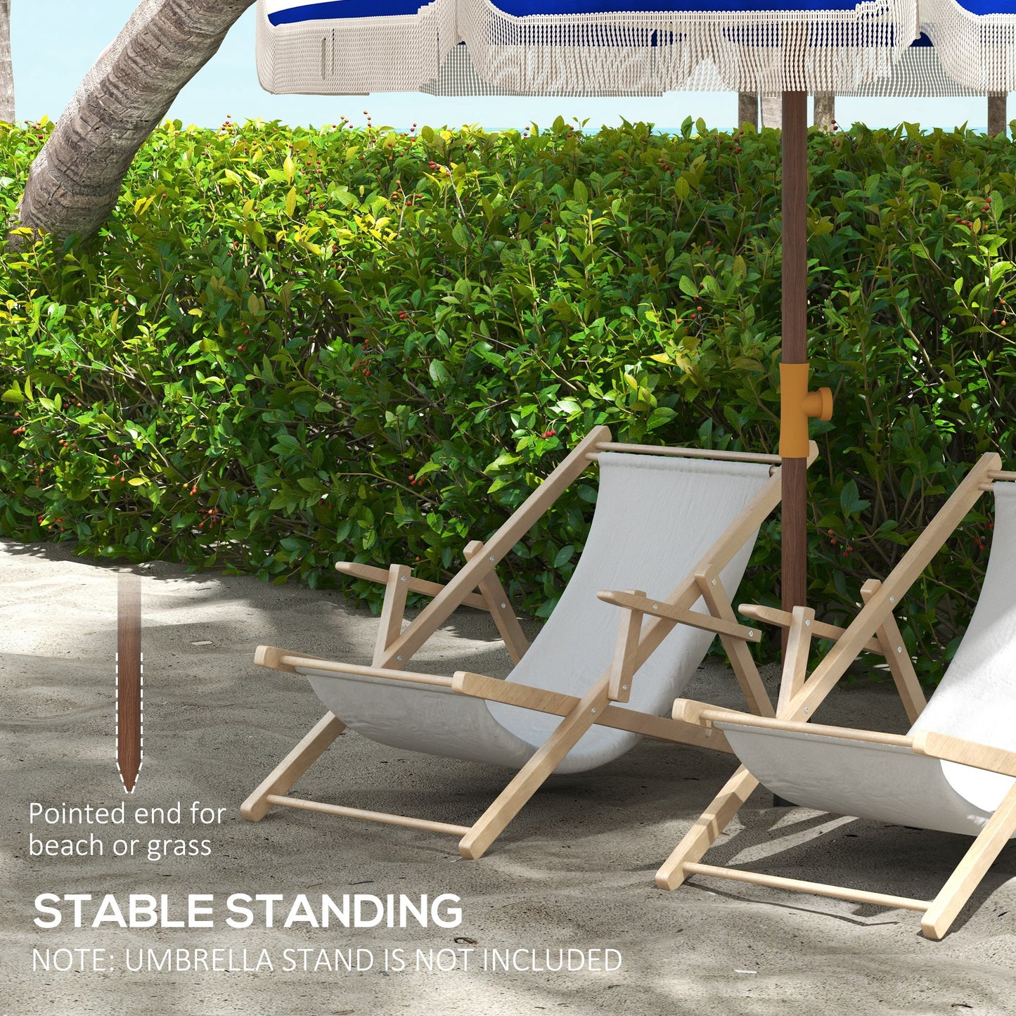 Portable Outdoor Beach Umbrella Blue Strips