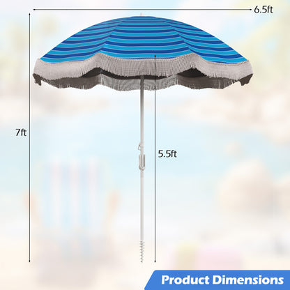 Tassel Beach Umbrella With Push Button Tilt